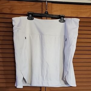 Athleta Fairway Gold Skort 16" WHITE Size XL Zip Pockets Tennis
